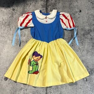 Vtg 80s/90s Disney Character Fashions Snow White Dopey Dress Kids 6X Made in USA